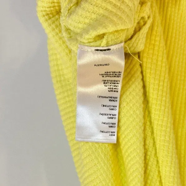 FREE PEOPLE Microphone Drop-Shoulder Cotton Thermal Top in Lemon Grass X-Small - Image 7