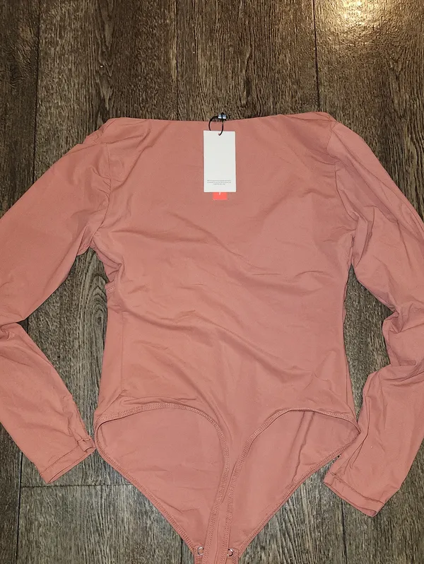 NWT Popilush Long Sleeve Cloudsense Bodysuit One Piece Outfit Top Rose Pink L - Image 9