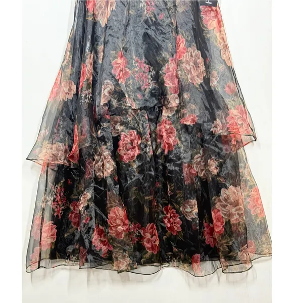Lulus Truly Extraordinary Dress Women's Small Black Floral Organza Strapless NWT - Image 8