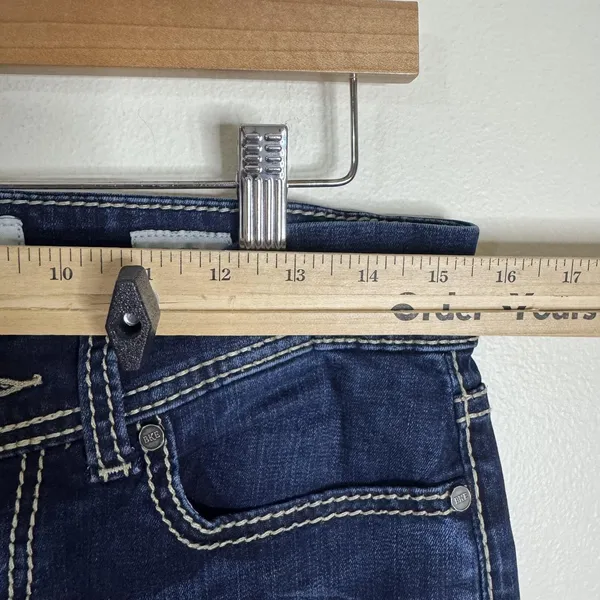 BKE Denim Stella Jeans Womens 28L Dark Wash Blue Bootcut Stretch Contrast Stitch - Image 7