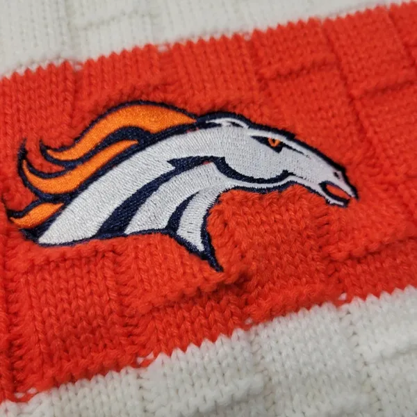 Broncos Scarf NFL Denver Broncos Football Team Logo Winter Knit Scarf Embroidery - Image 3