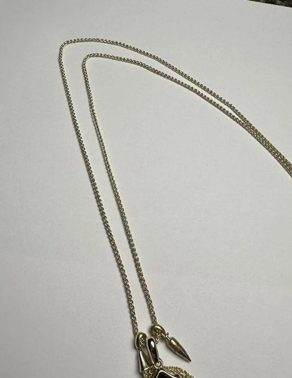 Kendra Scott Arlet Pendant Necklace Gold Tone Brown / Black Glass With Charms - Image 9