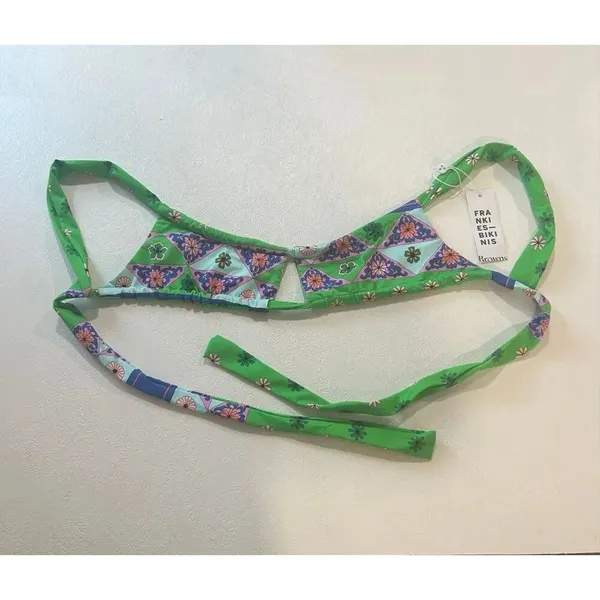 Frankies Bikinis x Browns Willow Top Medium Green Floral Tie Bikini NWT - Image 2