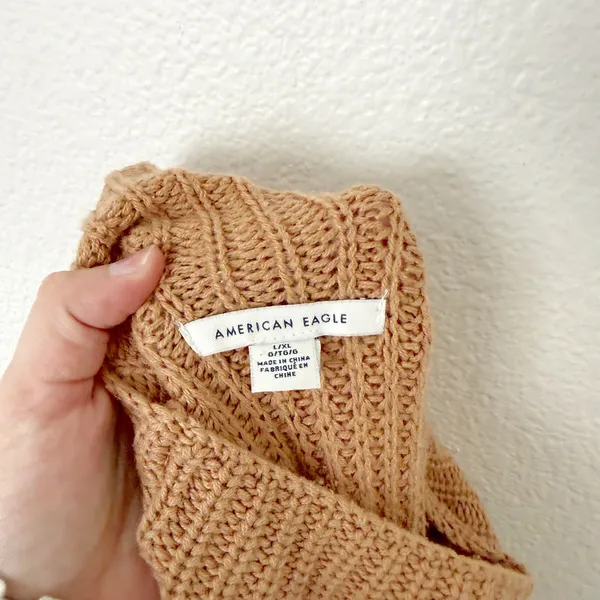 [American Eagle] Tan Oversized Boxy Turtleneck Ribbed Knit Sweater Sz Large L/XL - Image 10