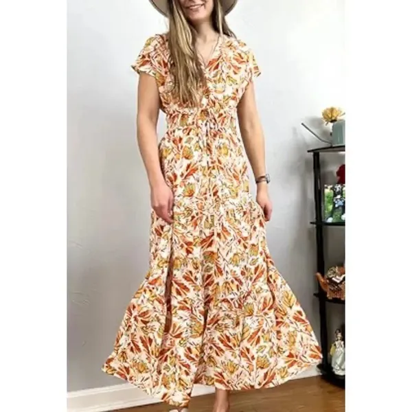 Kilig Amazon yellow floral smocked midi dress small - Image 2