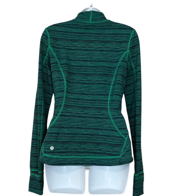 Lululemon Precision Green Cyber Jungle Blue Front Zip Jacket Size 8 - Image 7