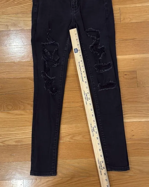 American Eagle outfitters black dristress hi-rise jegging size 6 . - Image 6