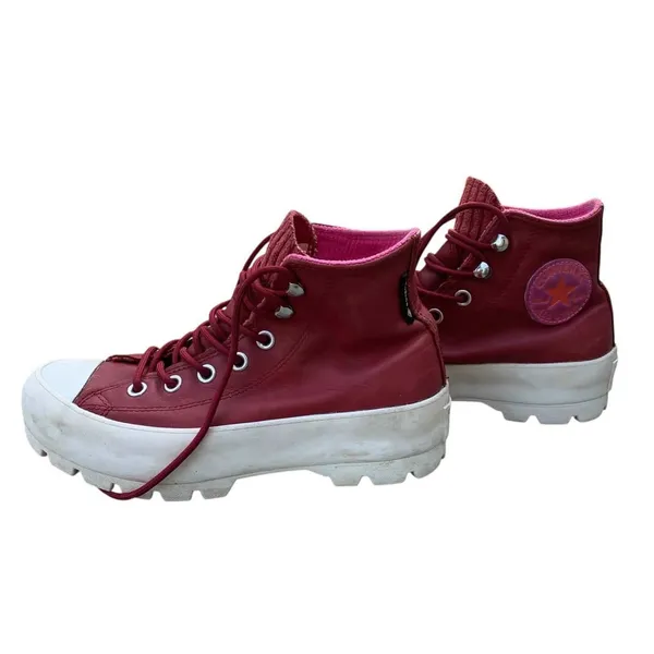 Converse Lugged Winter Boots Women 7 Burgundy GORE-TEX Leather Platform Gorpcore - Image 4