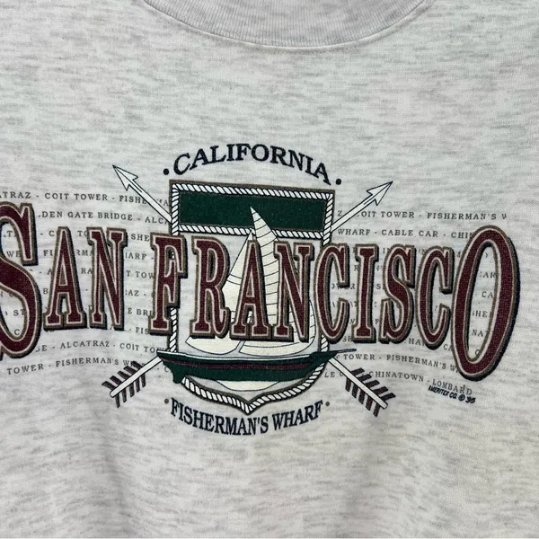 Made in USA vintage San Francisco fisherman’s wharf light gray sweatshirt XL - Image 4