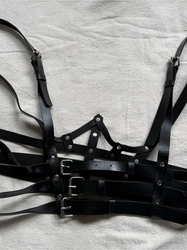 Black Faux Leather Corset Belt with Buckle Straps - Women - Image 3