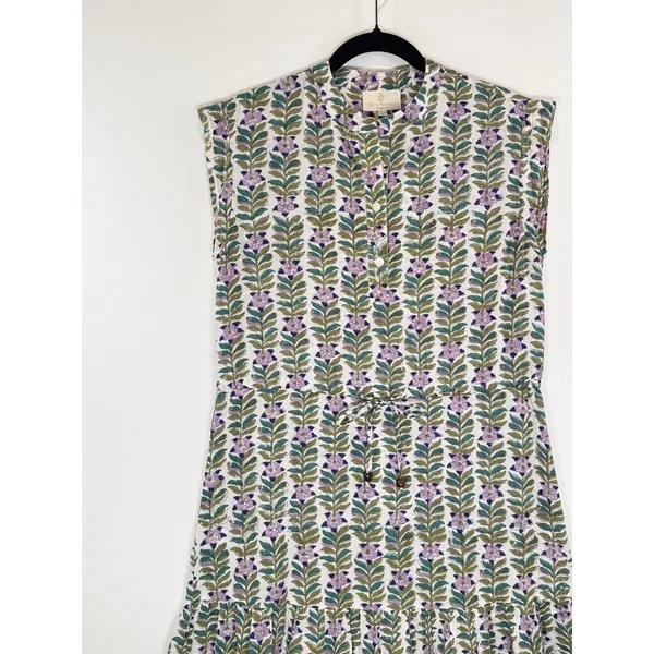 Perry Walker Womens Dress Green Floral Mini Cap Sleeve A Line Boho 1 US Small - Image 5