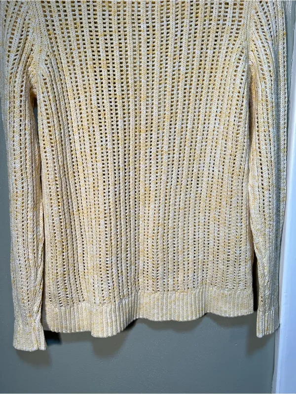 Talbots Women's Size‎ Small Petite Open Stitch Pullover Sweater Space Dye Yellow - Image 7