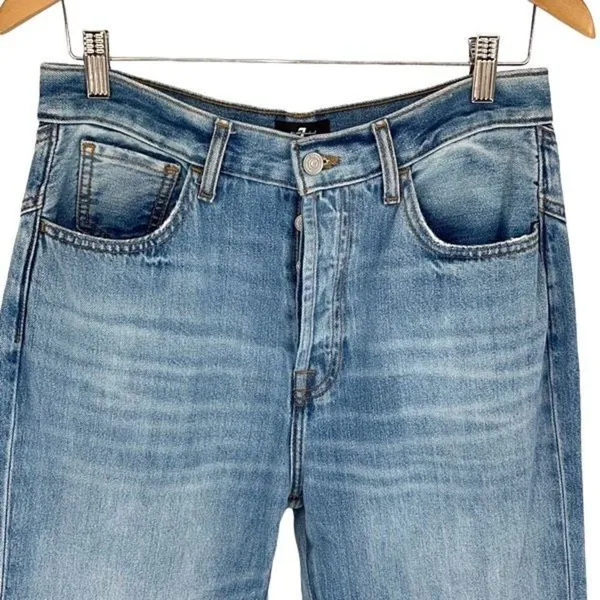 7 For All Mankind Womens Star Panel Easy Straight‎ Button Fly Jeans Blue Size 28 - Image 4