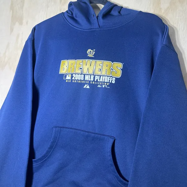 Milwaukee Brewers 2008 Playoffs Majestic Hoodie ThermaBase Insulation Women’s XL - Image 2