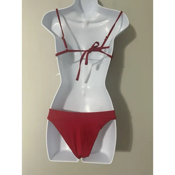 NWT Summerful Swimwear: Red‎ Ribbed Bikini Set (Top Medium, Bottom Small) - Image 3