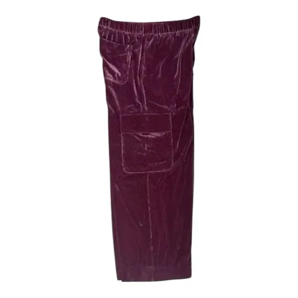 Women Purple Velvet Pants Size L Wide Leg Elastic Waist Lounge Pull-on - Image 9