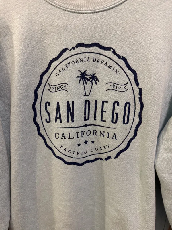 Comfort Colors Ocean Beach Company San Diego CA Logo Sweatshirt Light Blue - Image 3