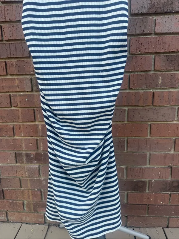 A New Day Striped Ribbed Side Ruched Bodycon Maternity Midi Dress Size Medium M - Image 7
