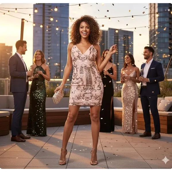 PrettyLittleThing Dress Womens 0 Pink Sequin Bodycon Mini Cocktail Party Event - Image 9