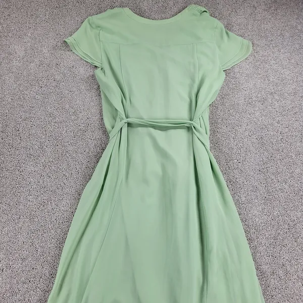 CB established 1962 Womens Dress 14 Green V-Neck Pleated Front Tie Waist Flowy - Image 6
