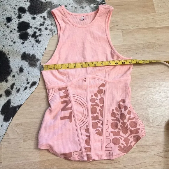 FREE PEOPLE MOVEMENT‎ Peach Printed Headstart Corset Tank Top Size S NWOT - Image 3