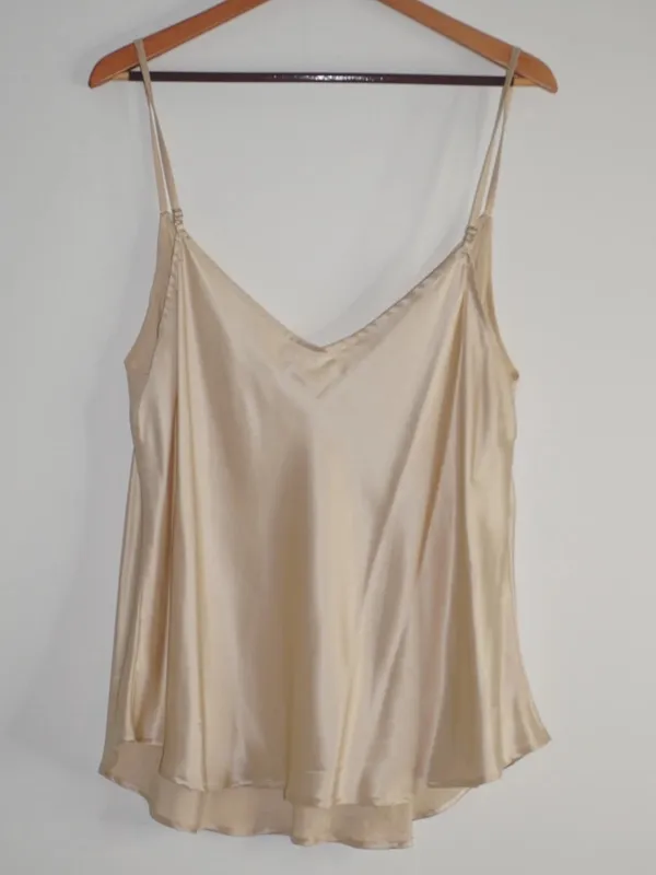 Reformation Champagne 100% Silk Tank Top Size: 2X Neutral Adjustable Straps - Image 4