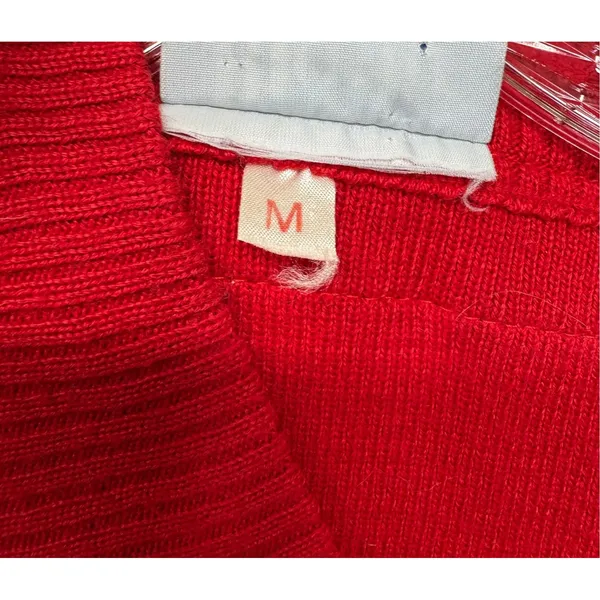 Vintage Meister Women's Red‎ Wool Blend Knit Sweater V-Neck Metal Clasps Retro M - Image 5