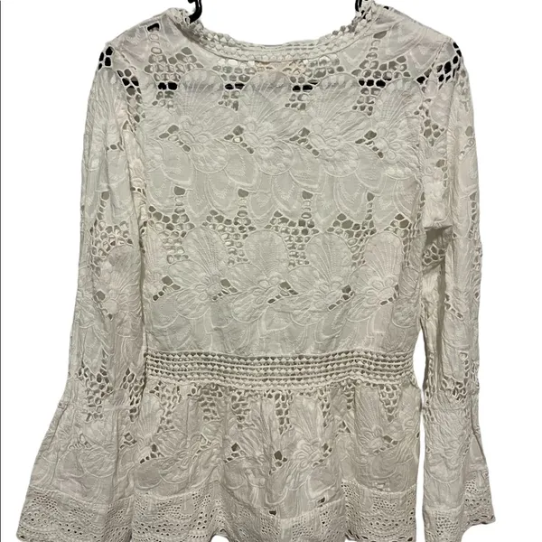 Luna moon bohemian Gypsy white lace flower floral top size small - Image 7
