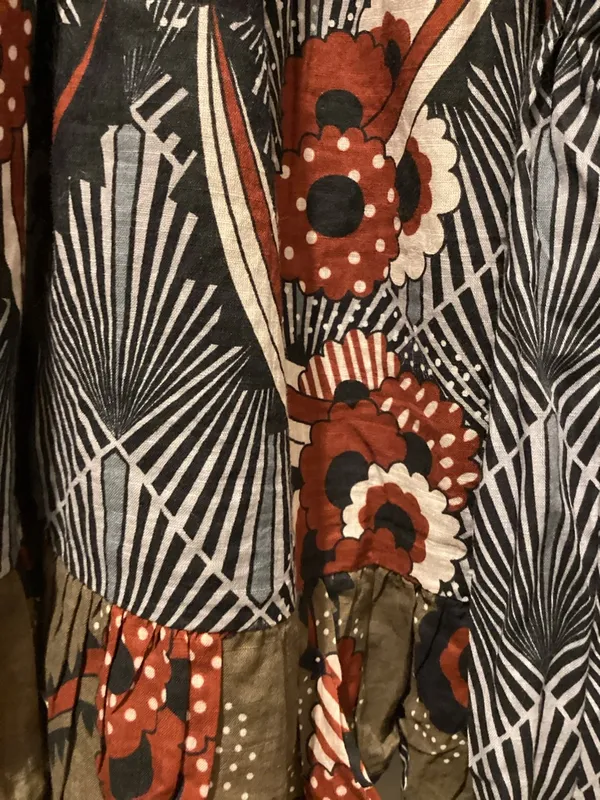 Anthropologie Mixed-Print Tiered Mini Skirt in Rust, Olive, Navy, Cream - Image 2