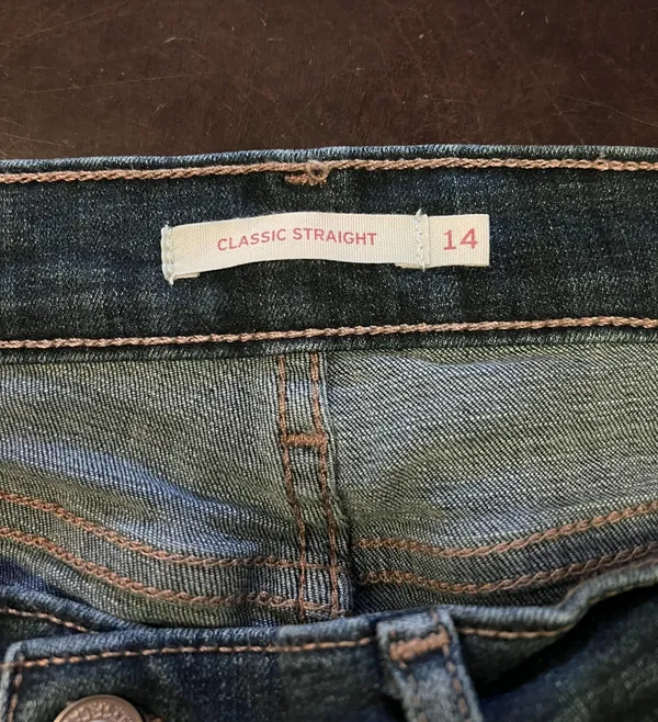 Levis Classic Straight Jeans Womens 14S Blue Dark Wash Stretch Denim Pants - Image 7