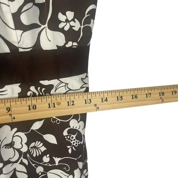 Ann Taylor‎ Women's 2 XS Brown White Floral Sleeveless Midi Dress Kentucky Derby - Image 9
