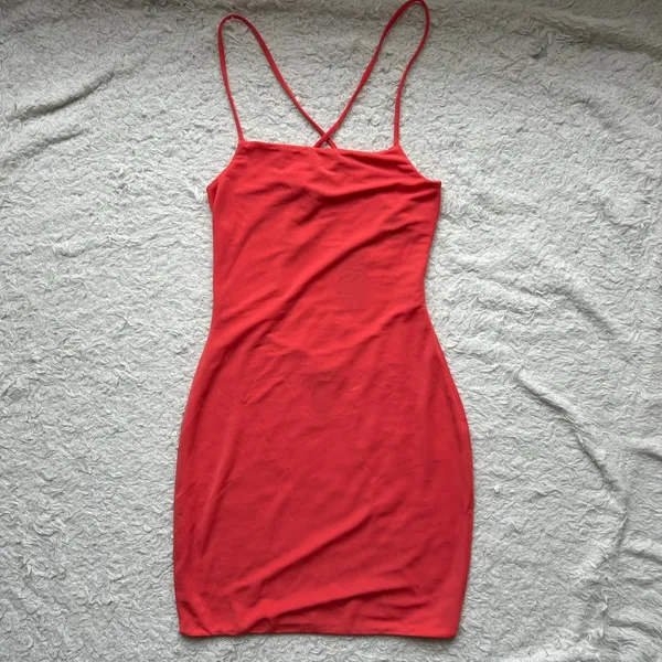 H:ours Coral Mini Dress Size Small - Image 4