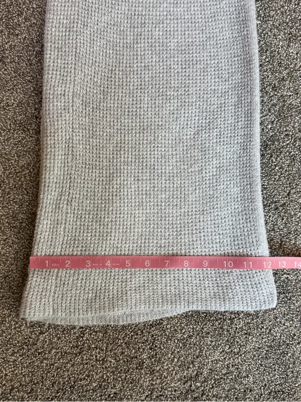 Aerie Gray Waffle Knit Wide Leg Lounge Pants Drawstring Size Small - Image 9