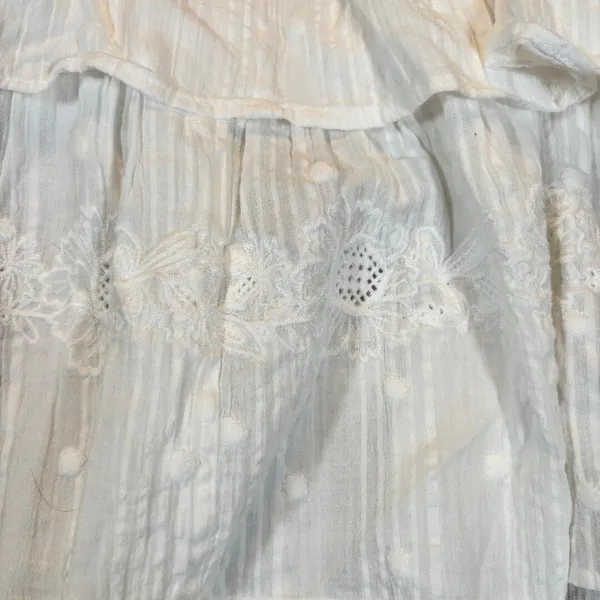 J Crew Tiered Smocked Mini Skirt‎ Large White Floral Boho European - Image 5