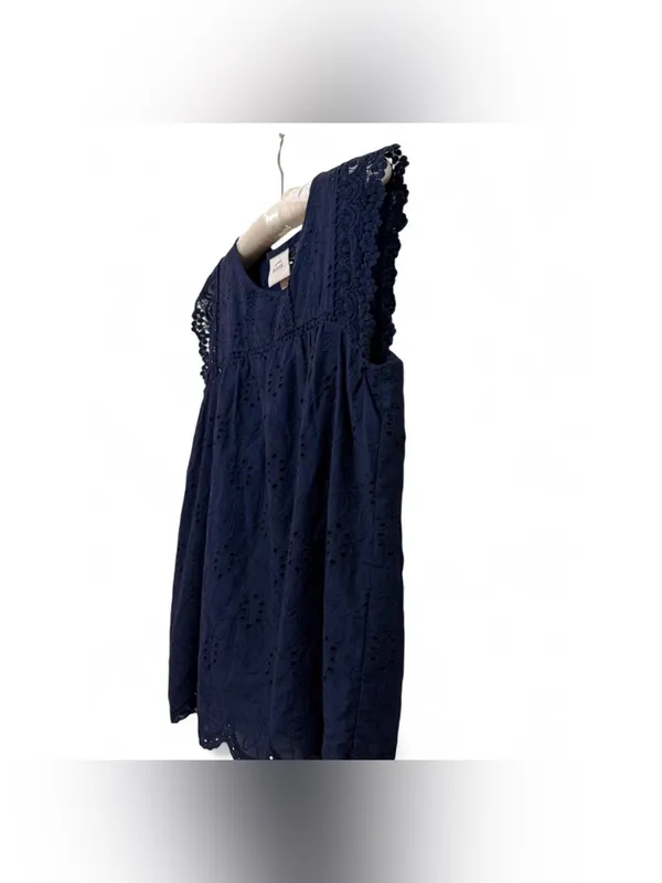 Knox Rose Women’s Boho Navy Eyelet Embroidered Lace Sleeveless Tank Blouse SizeS - Image 11