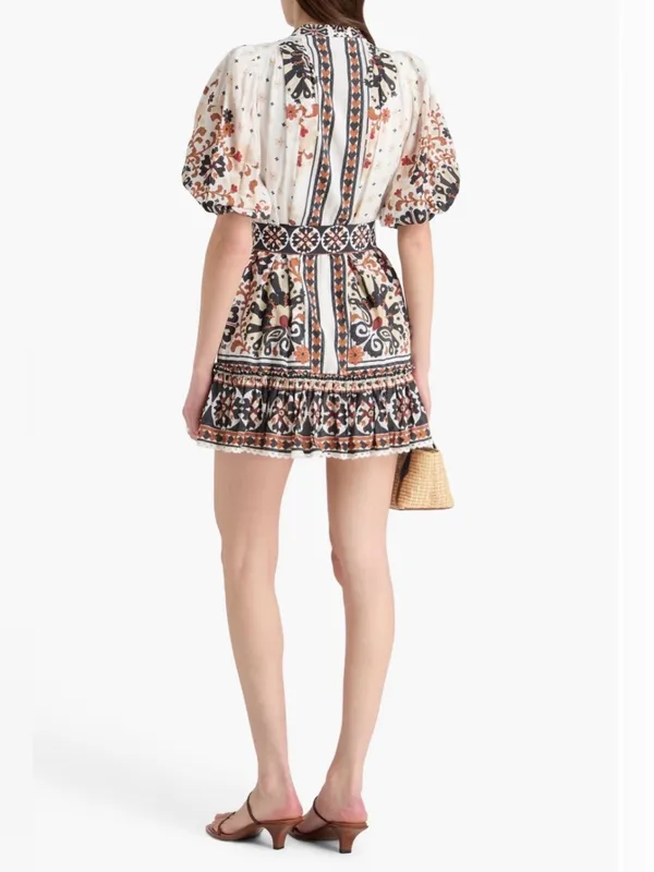 Farm Rio Boho floral-print cotton-blend long sleeves mini dress Size XSMALL - Image 2