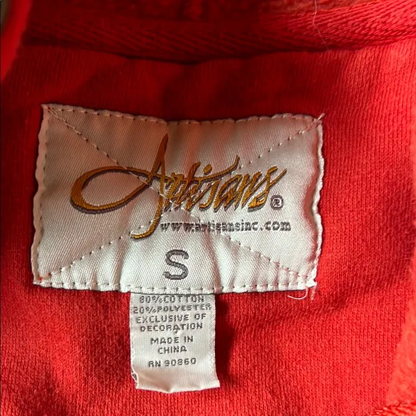 Artisan distressed Castle Danger Red Hoodie size small - Image 6