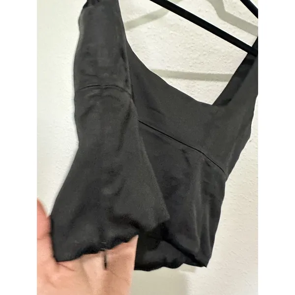 Wilfred Shine Satin Bustier from Aritzia It is a sleek black cropped tank top XS - Image 7