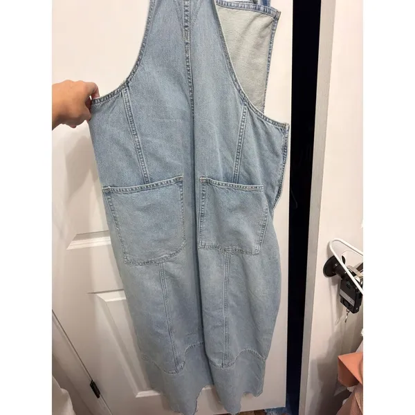 Free People We The Free Ghost Ranch Denim Overalls Light Wash Blue Wide Leg M - Image 5