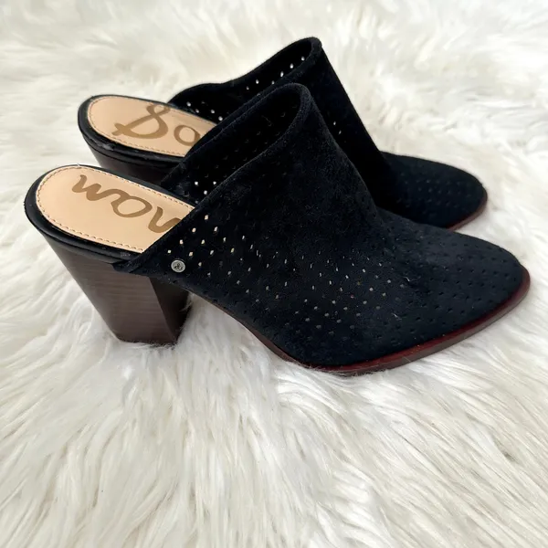 Sam Edelman Bates Perforated Suede Mules Sz 8 - Image 6