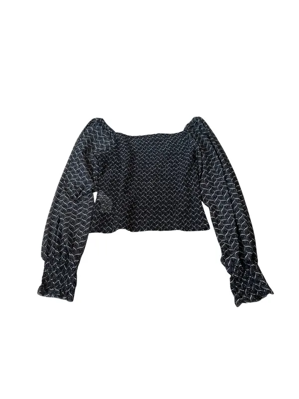 Anthropologie Balloon Sleeve Smocked Blouse Whimsigoth Dark Romantic Cottage - Image 6