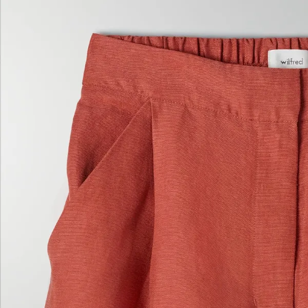 Aritzia Wilfred Fable‎ High-Rise Pleated Linen Mini Shorts Moroccan Spice Size 2 - Image 6