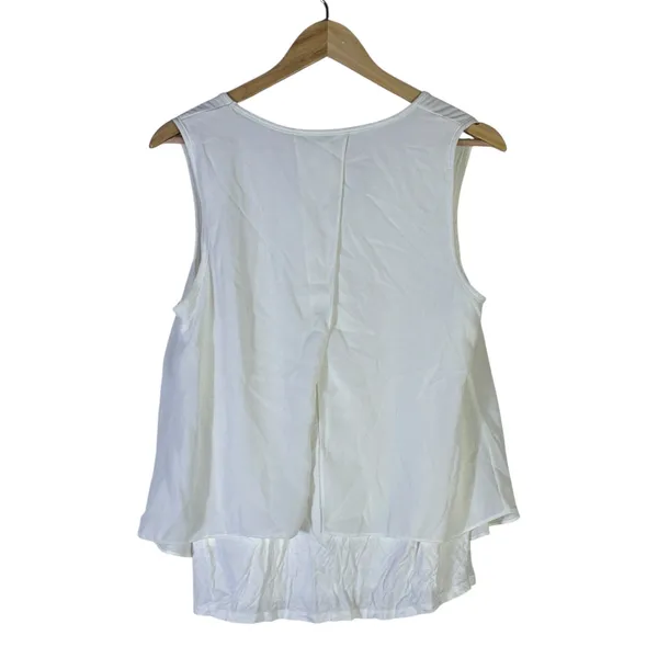 Bar III Womens Ivory Layered V-Neck Sleeveless Draped Blouse Top Large 43141 - Image 5