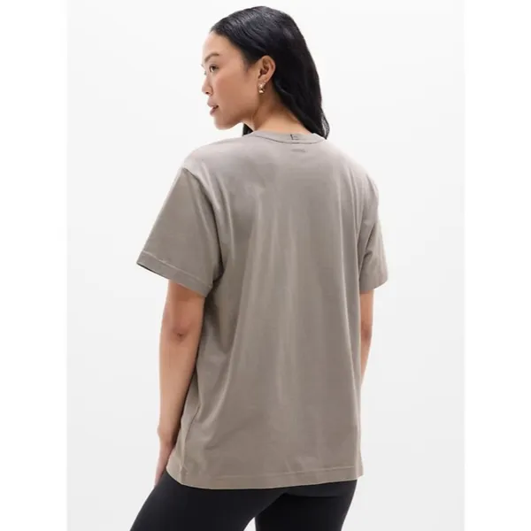 New Athleta M True Cotton Short Sleeve Tee Mortar Mushroom Medium - Image 3
