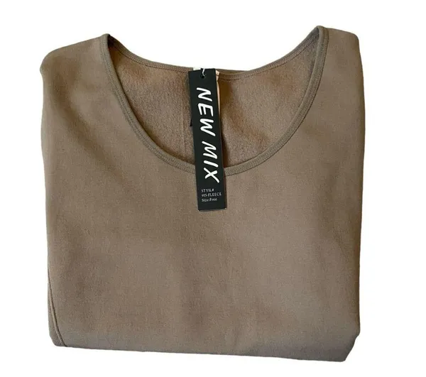 New Mix women's size XS-S tan fleece long sleeve scoop neck top NWT - Image 5