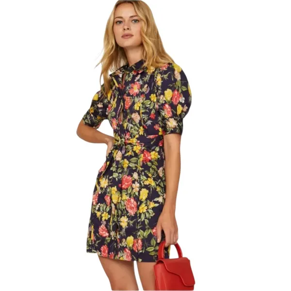 Marissa Webb Women's Dress Size 2 Floral Puff Sleeve Button Front Cottage - Image 8