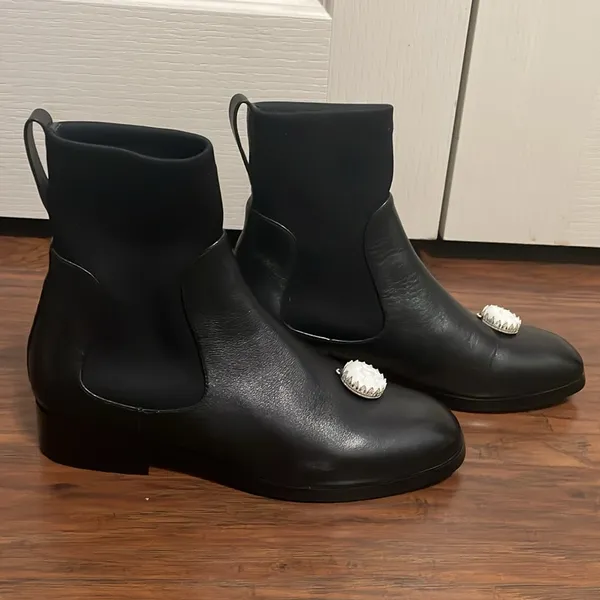 💙💖 PinkPunkPlank Black Celestial Leather‎ Chelsea Whimsigoth Boots Gothic - Image 4