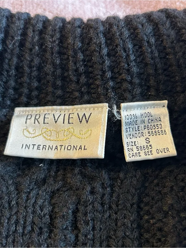 Preview International vintage wool heavy cable knit zip up cardigan sweater S - Image 6
