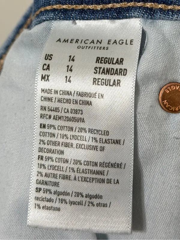 American Eagle Super High Rise Baggy Wide Leg Jeans Size 14 - Image 6