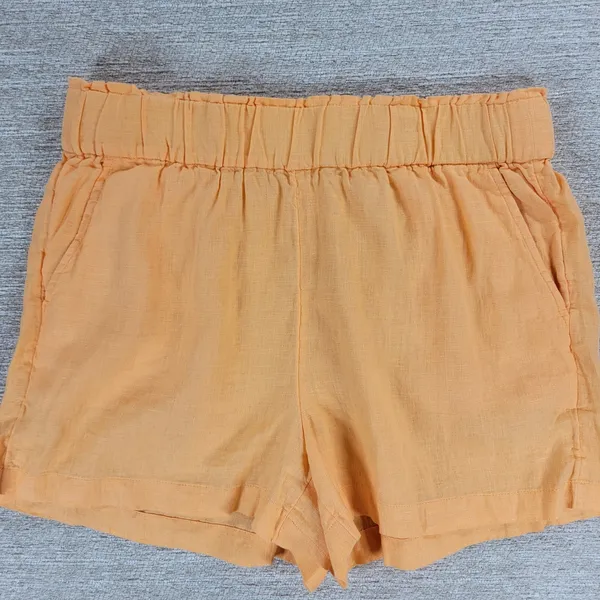 J.Crew Linen Shorts Size M Orange Paperbag Waist Elastic Pull On Pockets Summer - Image 4